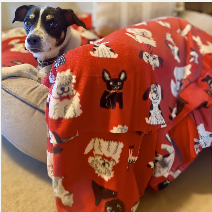 Red Dogs Fleece Print Blanket