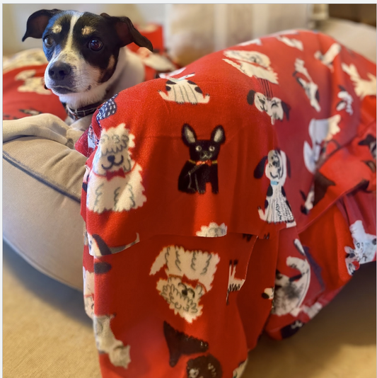 Red Dogs Fleece Print Blanket