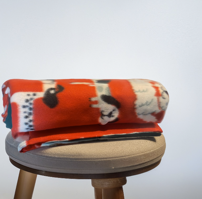 48" x 30" Coral Thermal Fleece Pet Blanket Red Playful Dog Print